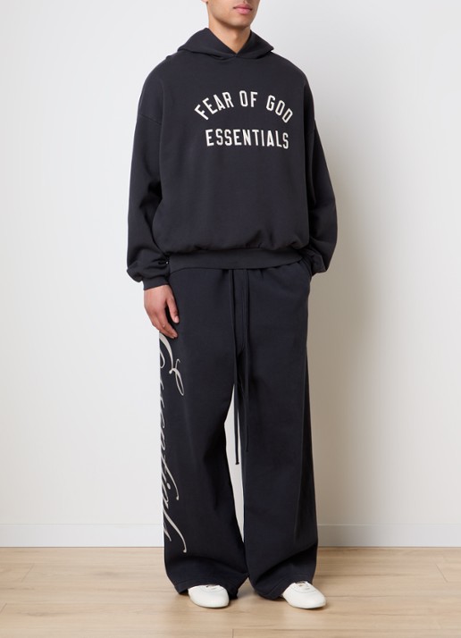 Fear of God Essentials Hoodie met logoborduring - voorkant 5 antraciet