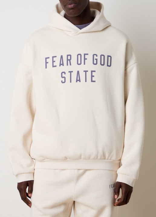 Fear of God Essentials Hoodie met logoprint - detail 2 creme