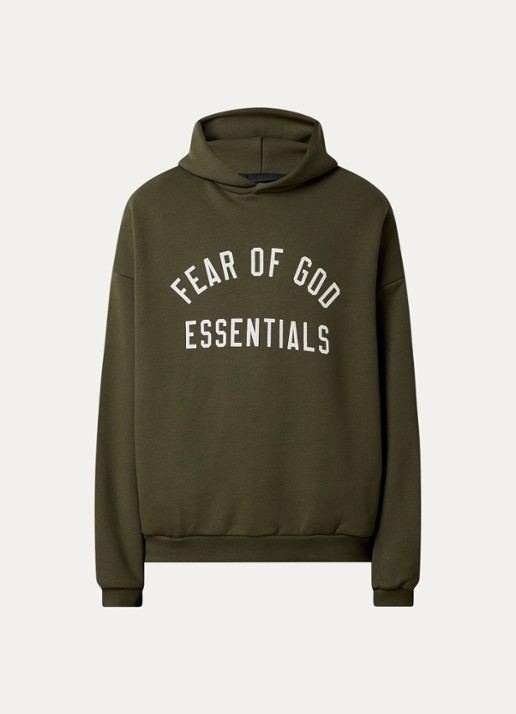 Fear of God Essentials Hoodie met logoprint - voorkant 4 bronsgroen