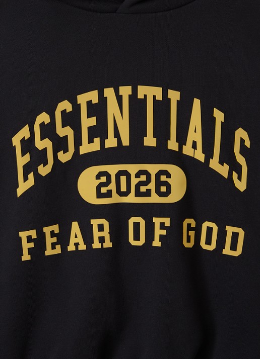 Fear of God Essentials Hoodie met logoprint - detail zwart