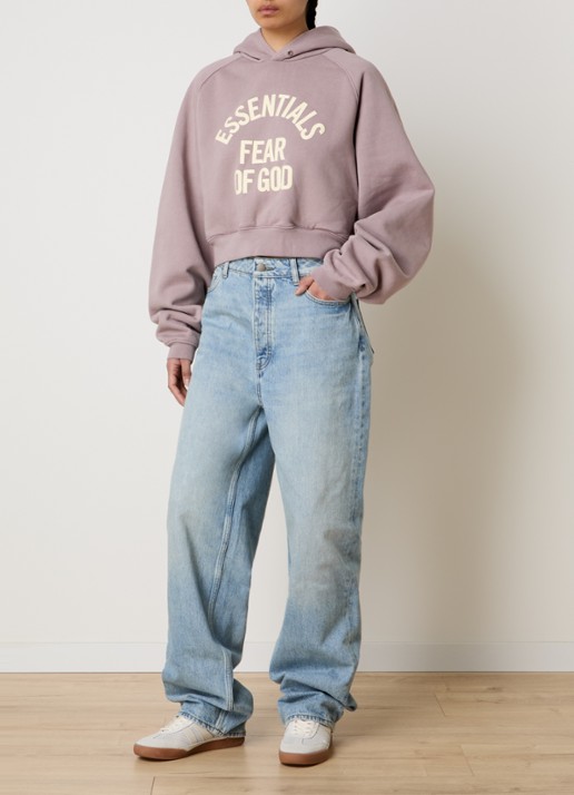 Fear of God Essentials Hoodie met logoprint - voorkant 3 oudroze