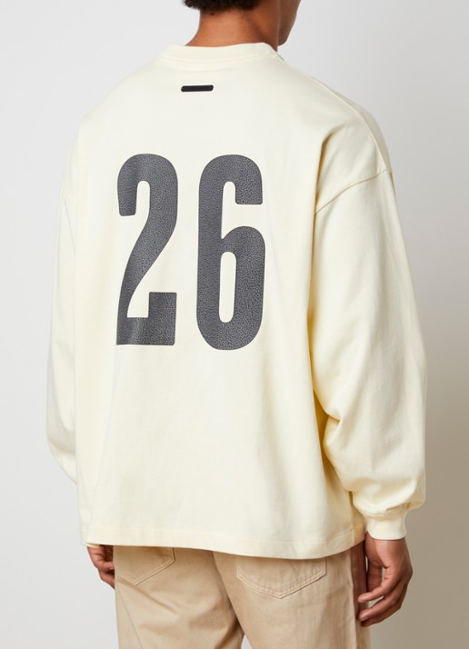Fear of God Essentials Longsleeve met front- en backprint - achterkant 3 lichtgeel