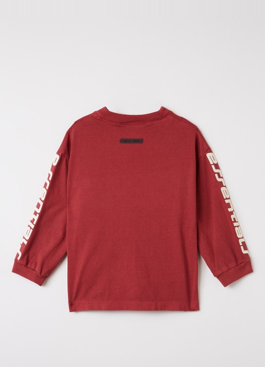 Fear of God Essentials Longsleeve met logoprint - voorkant 3 steenrood