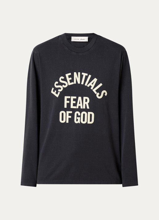 Fear of God Essentials Longsleeve met logoprint - voorkant 4 antraciet