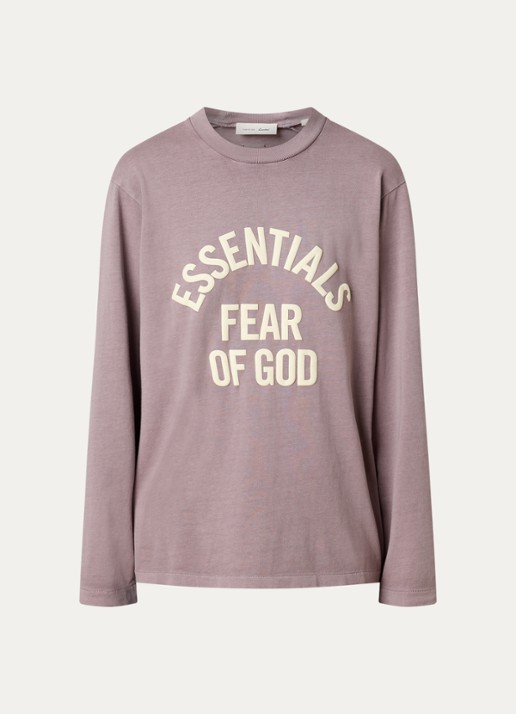Fear of God Essentials Longsleeve met logoprint - voorkant 4 taupe
