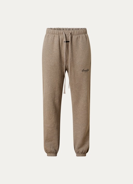Fear of God Essentials Low waist tapered fit joggingbroek met logo - voorkant 4 zand