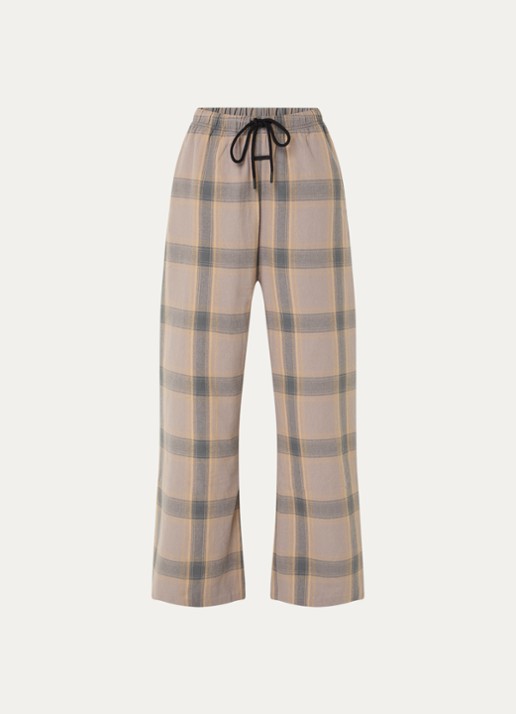 Fear of God Essentials Mid waist flared fit lounge joggingbroek met ruitdessin - voorkant donkerbeige
