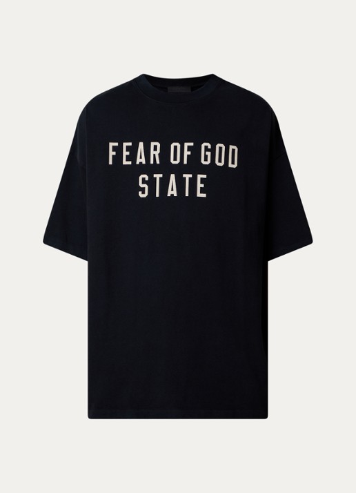 Fear of God Essentials Oversized T-shirt met logoprint - voorkant 4 zwart
