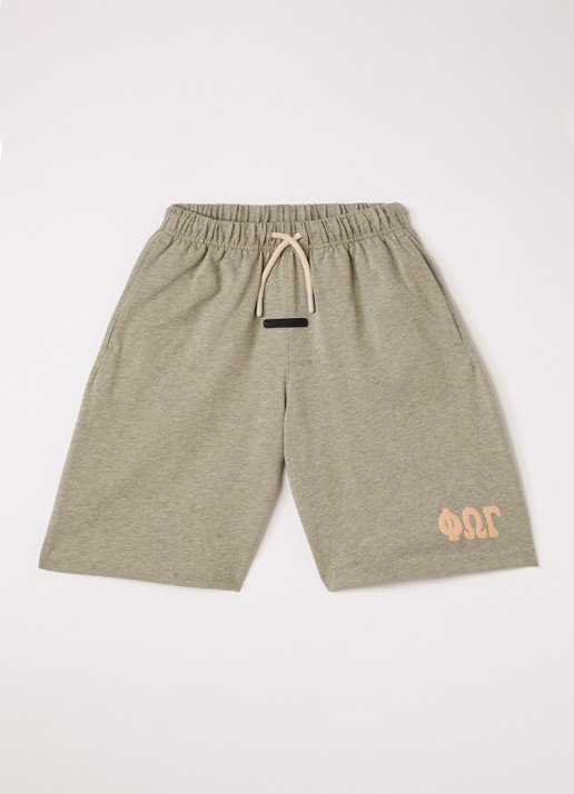 Fear of God Essentials Straight fit korte joggingbroek met logo - voorkant khaki