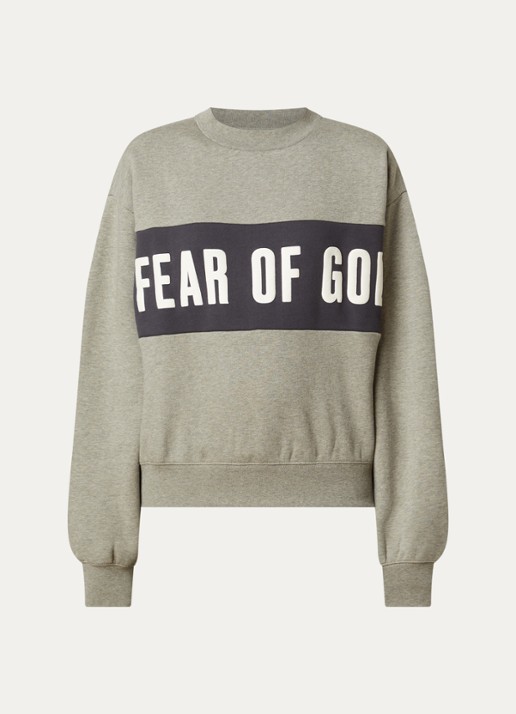 Fear of God Essentials Sweater met logo- en backprint - voorkant 4 grijsmele