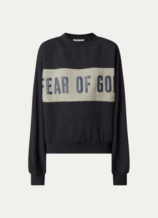 Fear of God Essentials Sweater met logo- en backprint - voorkant 3 donkergrijs