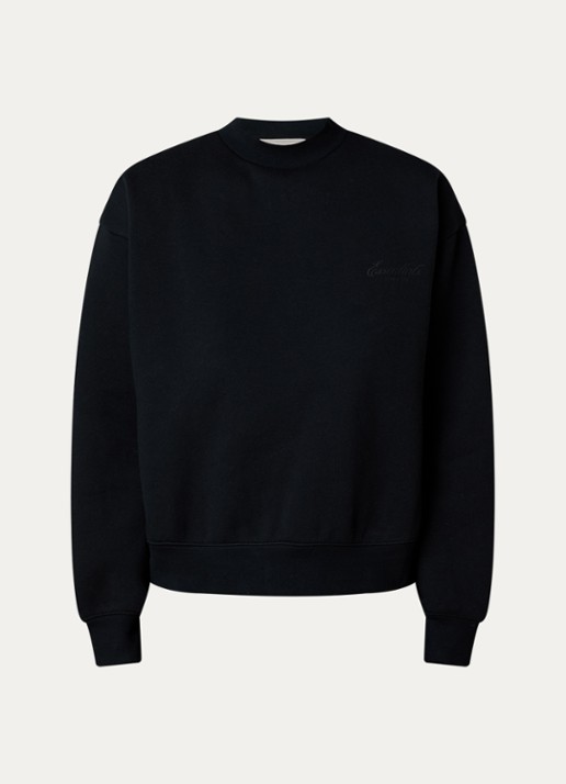 Fear of God Essentials Sweater met logo en ronde hals - voorkant zwart