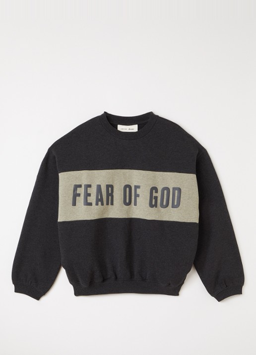 Fear of God Essentials Sweater met logoprint - voorkant antraciet