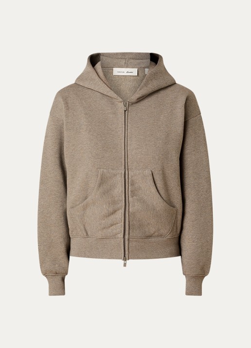 Fear of God Essentials Sweatvest met logo en steekzakken - voorkant 5 zand