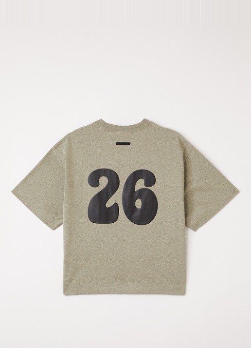 Fear of God Essentials T-shirt met front- en backprint - voorkant 2 lindegroen
