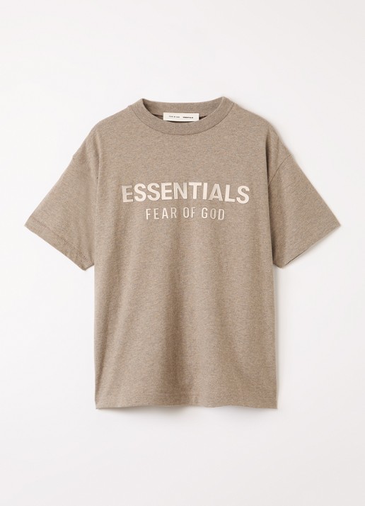 Fear of God Essentials T-shirt met logoprint - voorkant lichtbruin