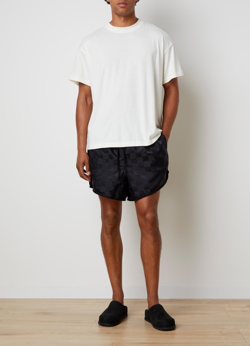 Fear of God Essentials Wide fit korte broek met ruitdessin - voorkant 3 zwart