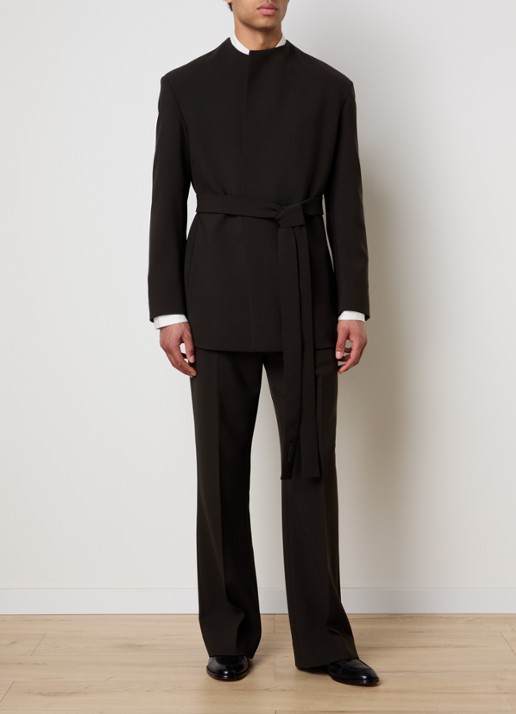 Fear of God Straight fit pantalon in wolblend met steekzakken - voorkant 2 donkerbruin