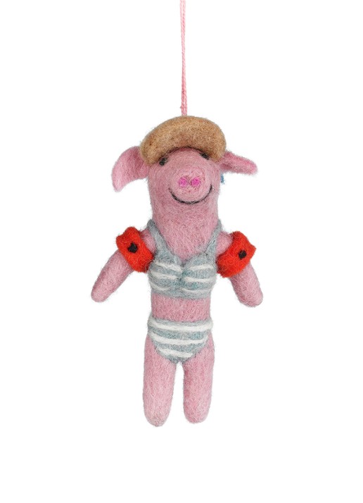 Felt So Good Babette the Beach Pig kersthanger 12 cm