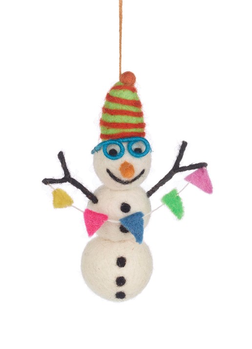 Felt So Good Benedict the Snowman kersthanger 14 cm - voorkant 2 wit