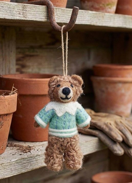 Felt So Good Bruce the Bear kersthanger 11 cm - voorkant 2 bruin