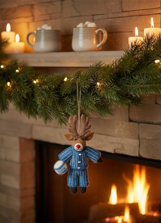 Felt So Good Christmas Pyjamas Rudolph kersthanger 15 cm - achterkant 3 blauw