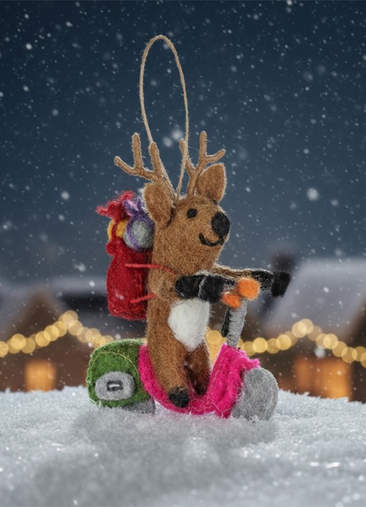 Felt So Good Comet the Reindeer kersthanger 11,5 cm - achterkant 3 bruin