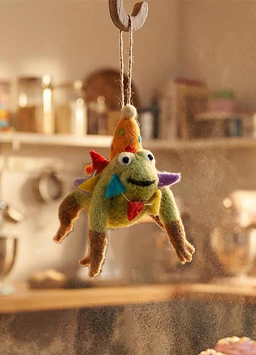 Felt So Good Crazy Frog kersthanger 5 cm - achterkant groen