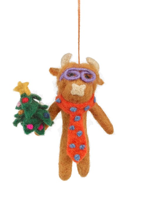 Felt So Good Curtis Christmas Cow kersthanger 13 cm