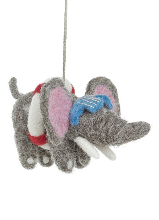 Felt So Good Diving Dumbo kersthanger 13 cm - voorkant 2 grijs