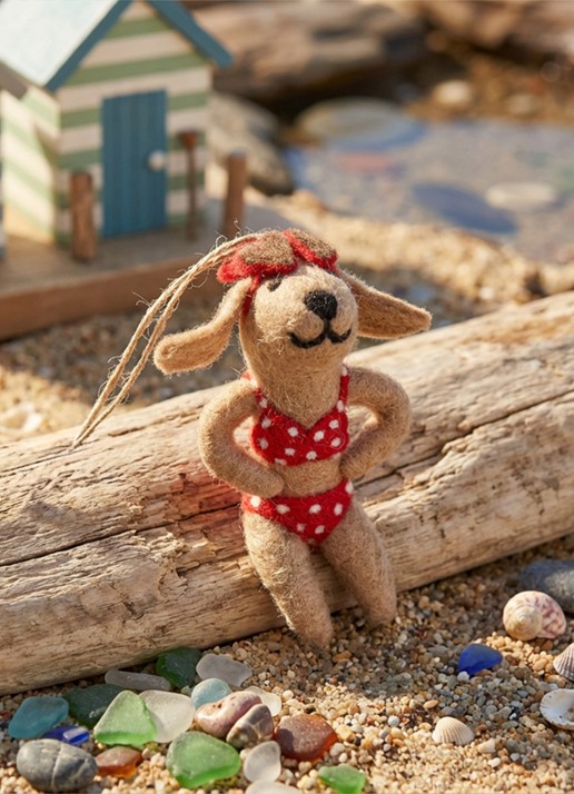 Felt So Good Hot Dog kersthanger 10,5 cm - voorkant 3 bruin