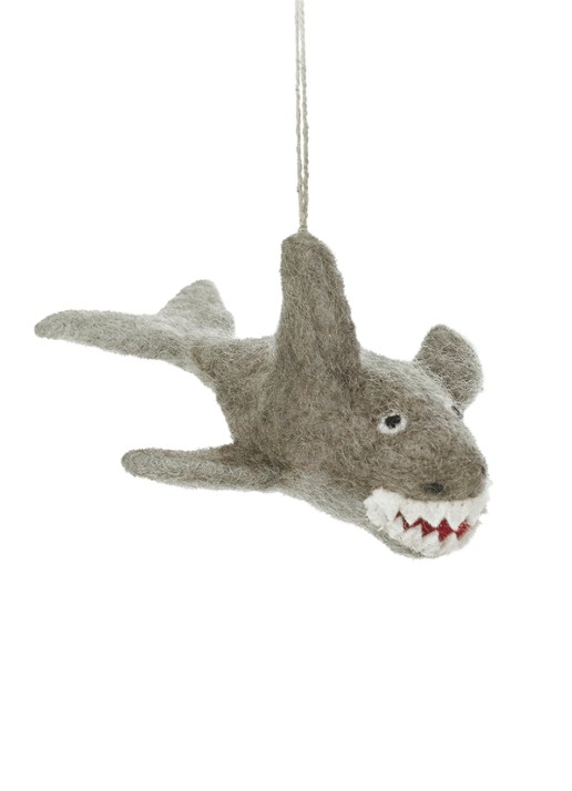 Felt So Good Megaladon Shark kersthanger 7,5 cm - detail 2 grijs