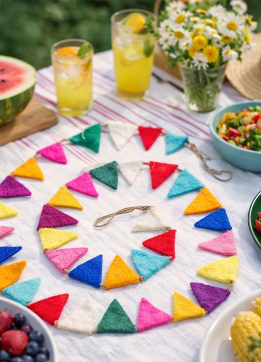 Felt So Good Mini Fesitval Bunting kerstslinger 200 cm - detail 2 rood