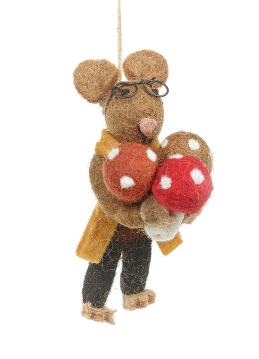 Felt So Good Oliver Mouse kersthanger 11,5 cm - voorkant 3 bruin