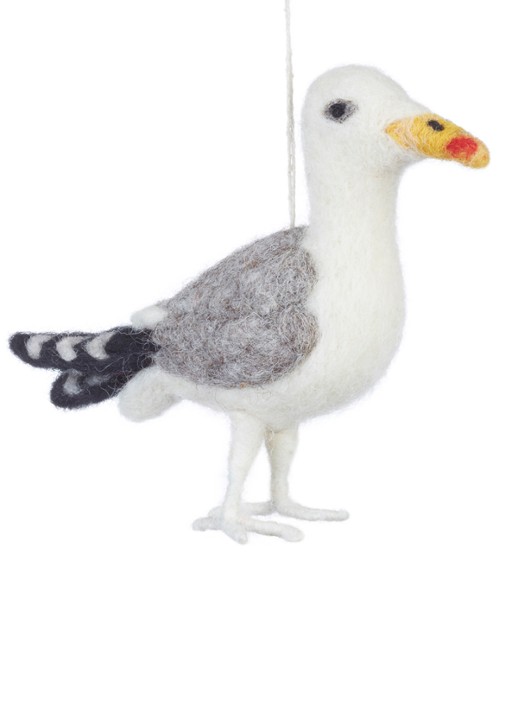 Felt So Good Seagull kersthanger 11 cm - voorkant 2 wit