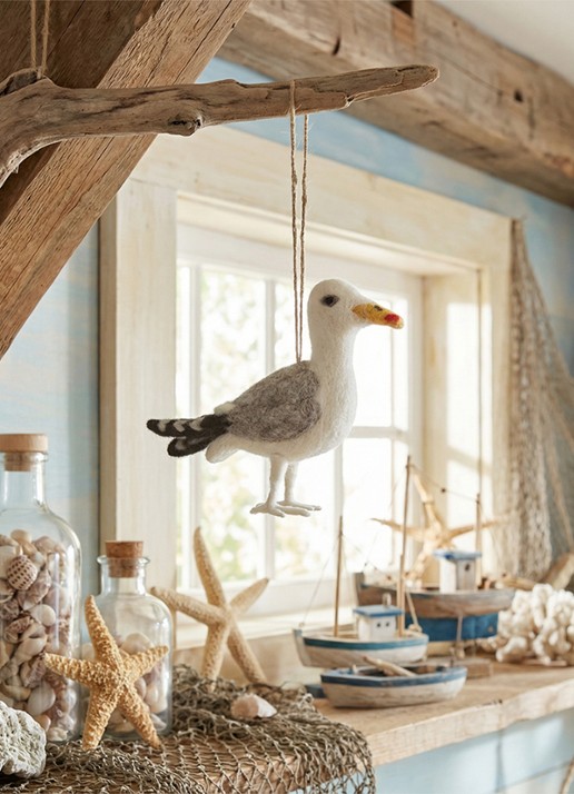 Felt So Good Seagull kersthanger 11 cm - voorkant 3 wit