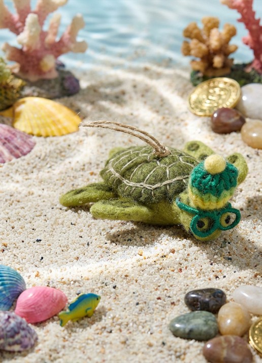 Felt So Good Simon the Sea Turtle kersthanger 4 cm - detail 3 groen