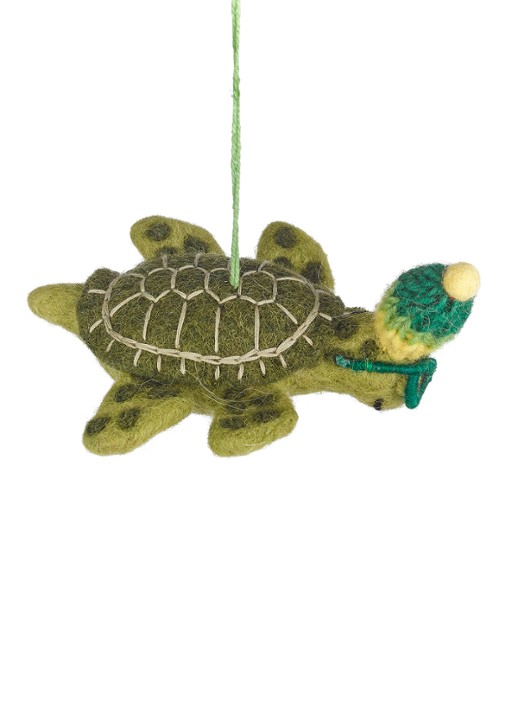 Felt So Good Simon the Sea Turtle kersthanger 4 cm - voorkant 2 groen