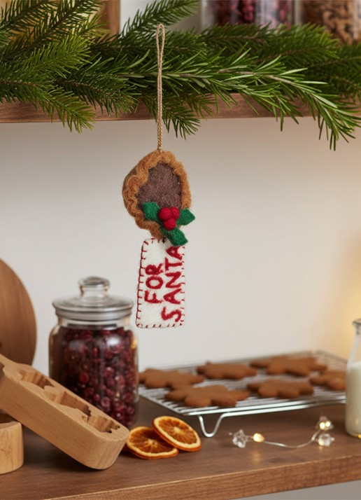 Felt So Good Snack for Santa kersthanger 11 cm - detail bruin