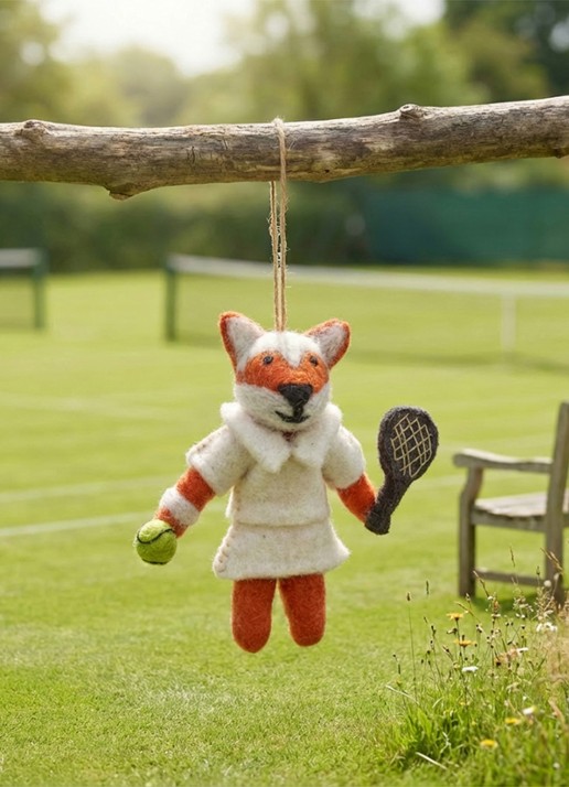 Felt So Good Wimbledon Fox kersthanger 10 cm - achterkant 2 wit