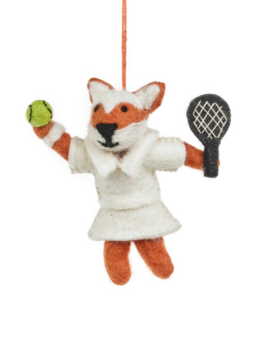 Felt So Good Wimbledon Fox kersthanger 10 cm - voorkant 4 wit