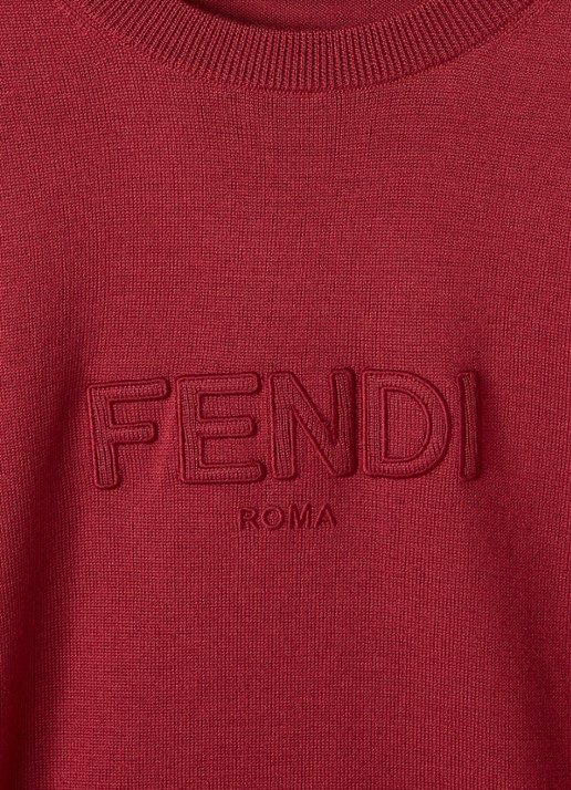 Fendi Fijngebreide pullover met logoprint - detail 3 donkerrood