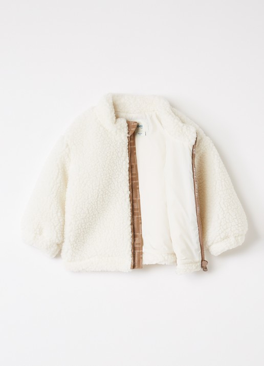 Fendi Jack van teddy met logoborduring - voorkant 3 gebroken wit