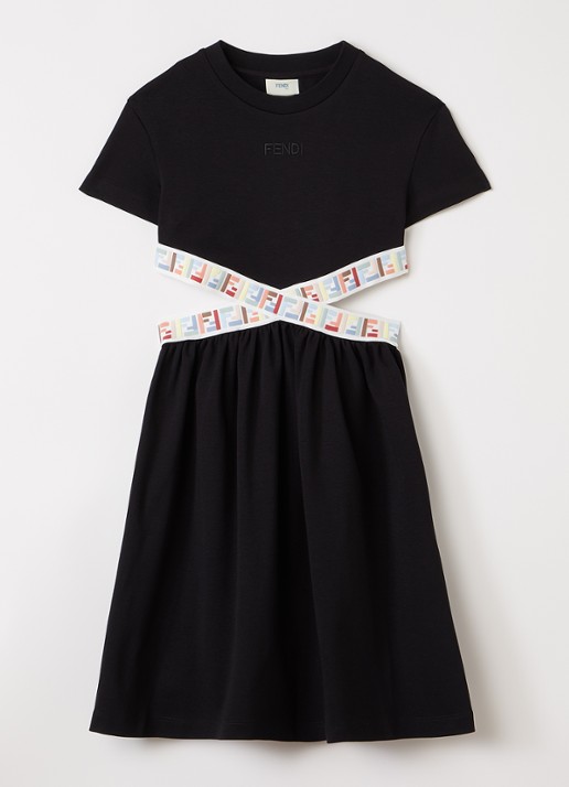 Fendi Jurk met logo - voorkant zwart
