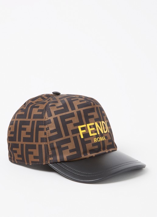 Fendi Pet met lamsleren details  - voorkant bruin