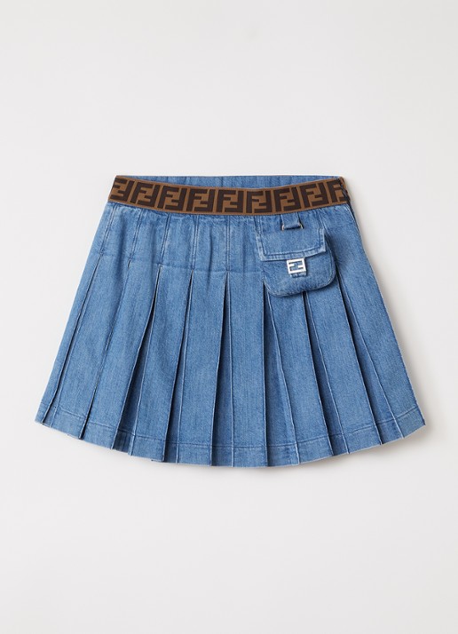 Fendi Plooirok van denim - voorkant 2 jeans
