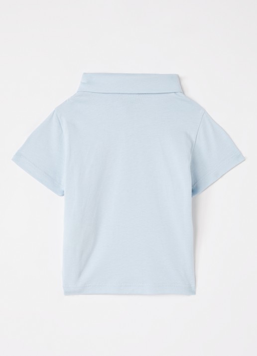 Fendi Polo met logoborduring - voorkant 2 lichtblauw