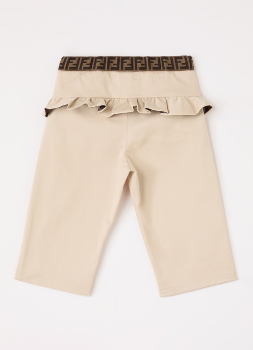 Fendi Straight fit broek met logoband - voorkant 2 ivoor