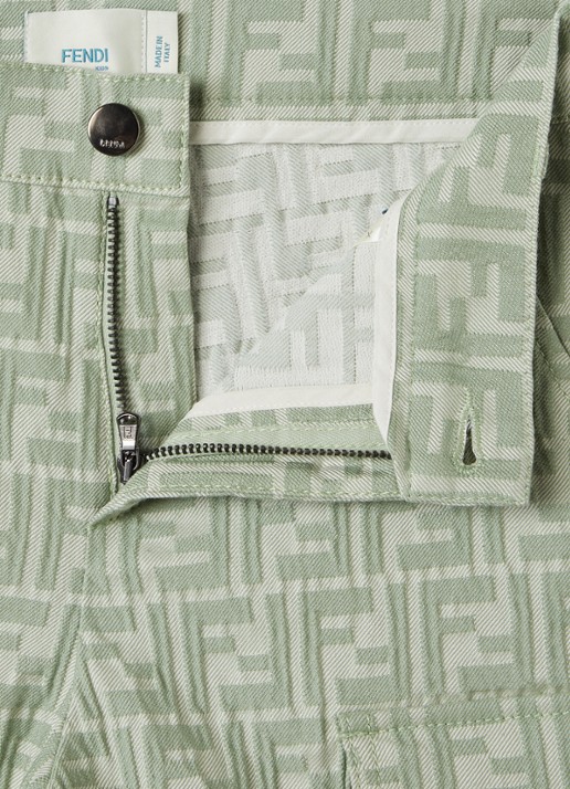 Fendi Straight fit korte broek met logoborduring - detail lindegroen