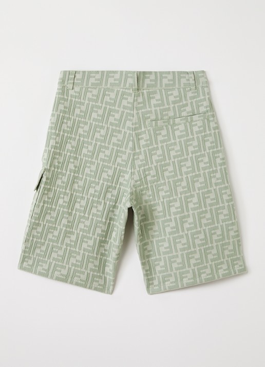 Fendi Straight fit korte broek met logoborduring - voorkant 3 lindegroen